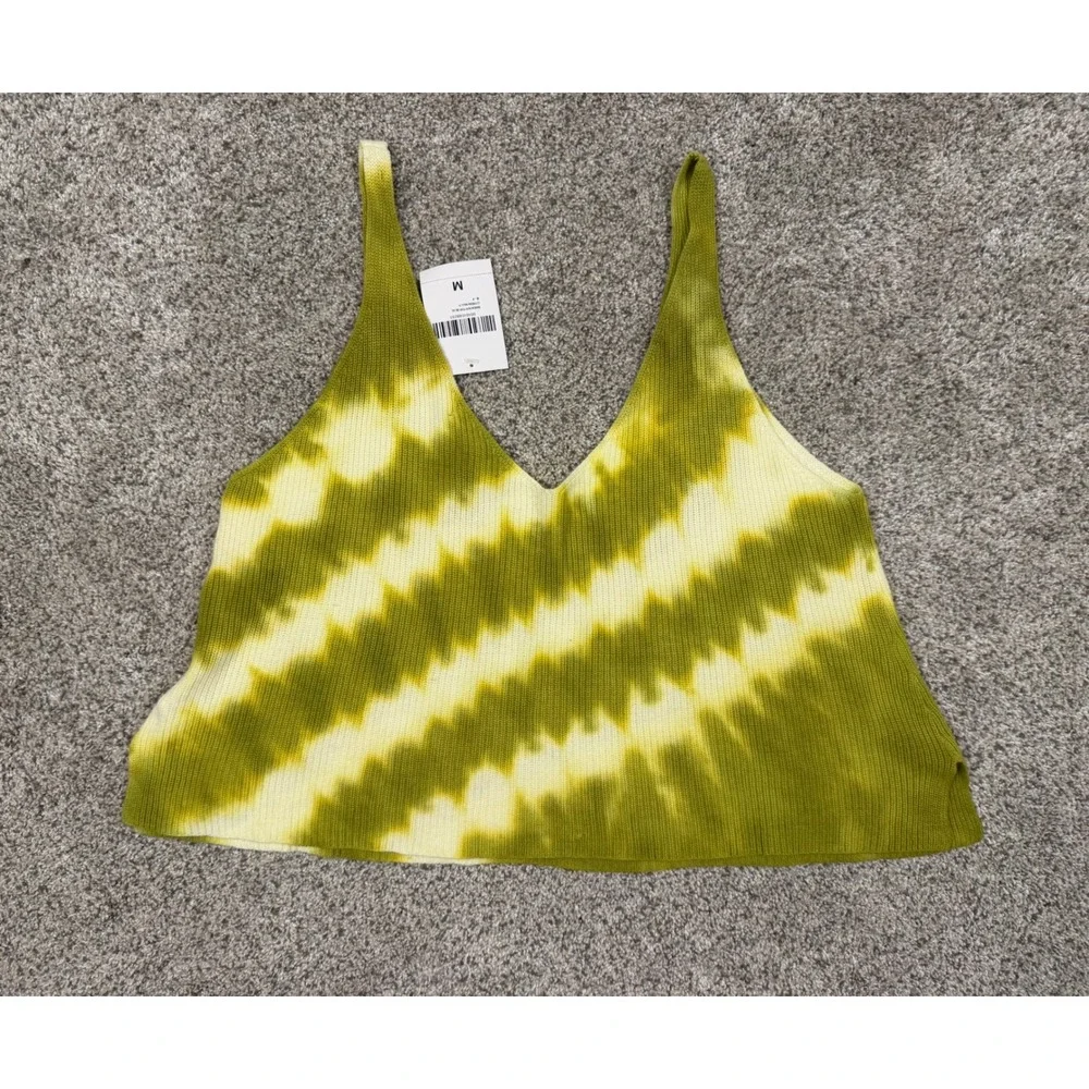 Forever 21 Womens Lime Green Tie Dye Knit V-Neck Tank Top Size Medium NWT - Picture 3 of 3